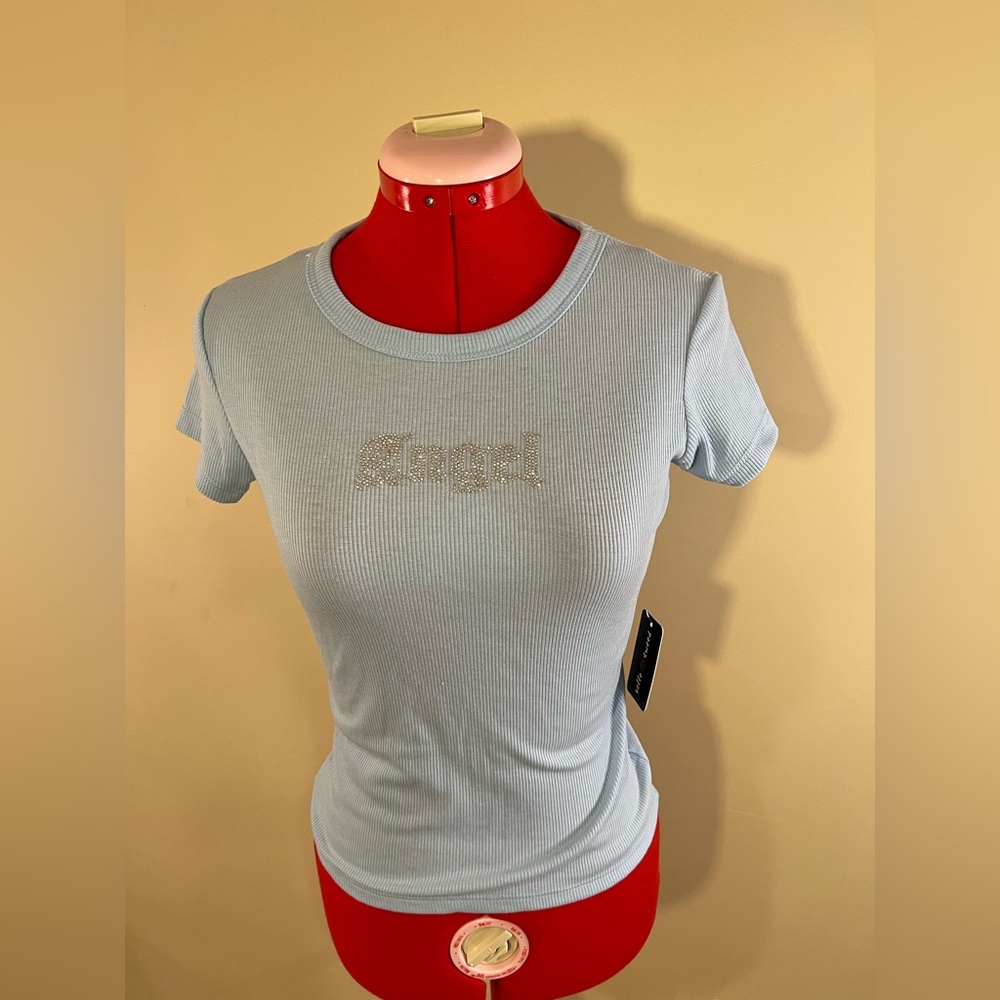 Belle Tweed Light Blue Crop Top